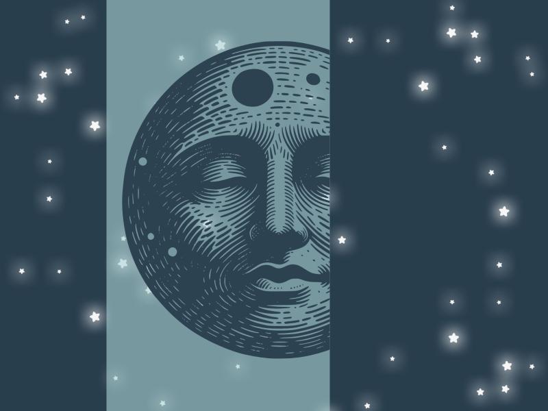 Sovende måne med stjerner